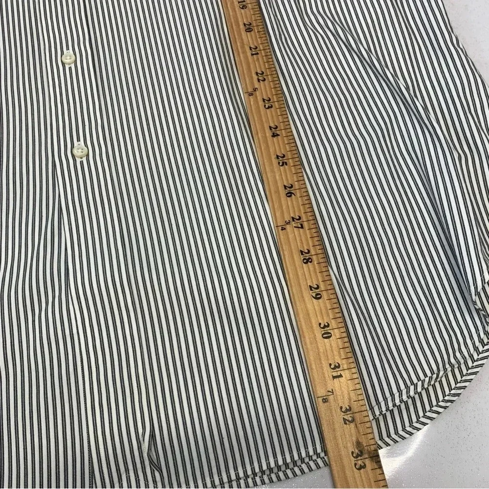 Polo Ralph Lauren Shirt Men 17.5 Lowell Gray Stripe Long Sleeve 100% Cotton Pony